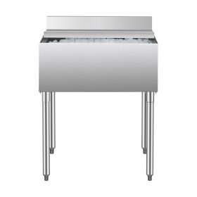 Commercial Ice Bin, 78.4 L Underbar Ice Bin, 30 x 19 x 37 in Stainless Steel Ice Chest with Sliding Lid, Bottle Holders, Adjustable Bullet Feet
