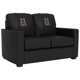 Silver Loveseat with Arcade Game Logo