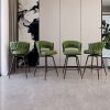 26" Bar Chair Suede Woven Bar Stool Set of 4,Black legs Barstools No Adjustable Kitchen Island Chairs