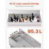 Commercial Ice Bin, 95.3 L Underbar Ice Bin, 35.9 x 19 x 37 in Stainless Steel Ice Chest with Sliding Lid, Bottle Holders, and Adjustable Bullet Feet