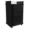 Vegas Bar Cart, Two Tier Cabinet With Glass Door, Six Cubbies For Liquor