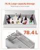 Commercial Ice Bin, 78.4 L Underbar Ice Bin, 30 x 19 x 37 in Stainless Steel Ice Chest with Sliding Lid, Bottle Holders, Adjustable Bullet Feet