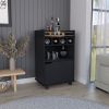 Phoenix Bar Cart with 2 Open Shelves 4 Cubbies and Cabinet