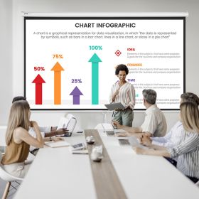 Manual Projector Screen, 100 Inch 16:9 4K 1080 HD Retractable Pull Down Projector Screen, Auto-Locking Portable Movie Screen For Family Home Offi (Option: White)